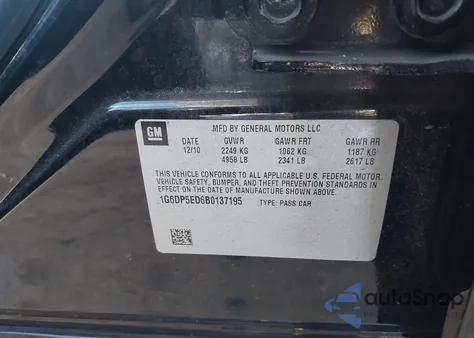 2011 Cadillac Cts Premium из США, поврежденный, VIN 1G6DP5ED6B0137195